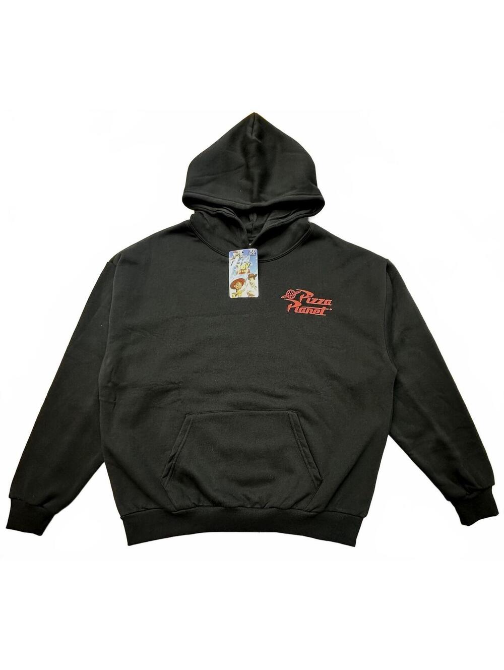 NWT Disney Pixar Toy Story Pizza Planet Hoodie Men’s L Black Pullover Graphic